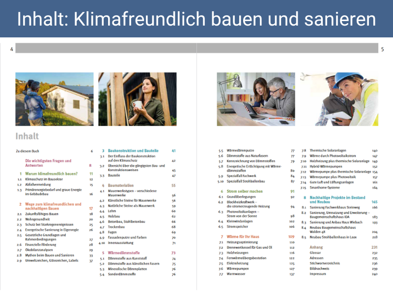 Inhalt "Klimafreundlich bauen und sanieren" Inhaltsverzeichnis des Buches "Klimafreundlich bauen und sanieren"